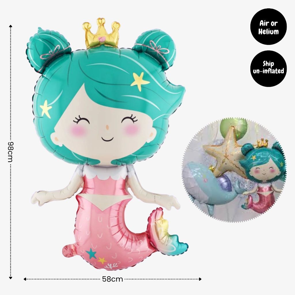 [SG Instock] - Personalised Mermaid Theme Birthday Party Balloon Banner Decoration