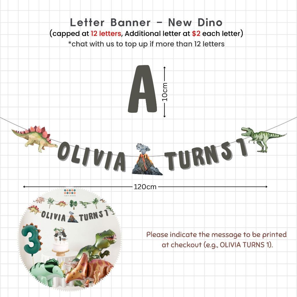 Personalised Dinosaur Theme Birthday Balloon Party Balloon Banner Decoration