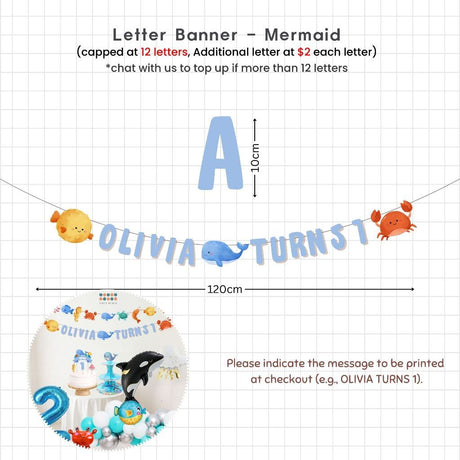 Personalised Under the Sea Animal Theme Birthday Party Decoration