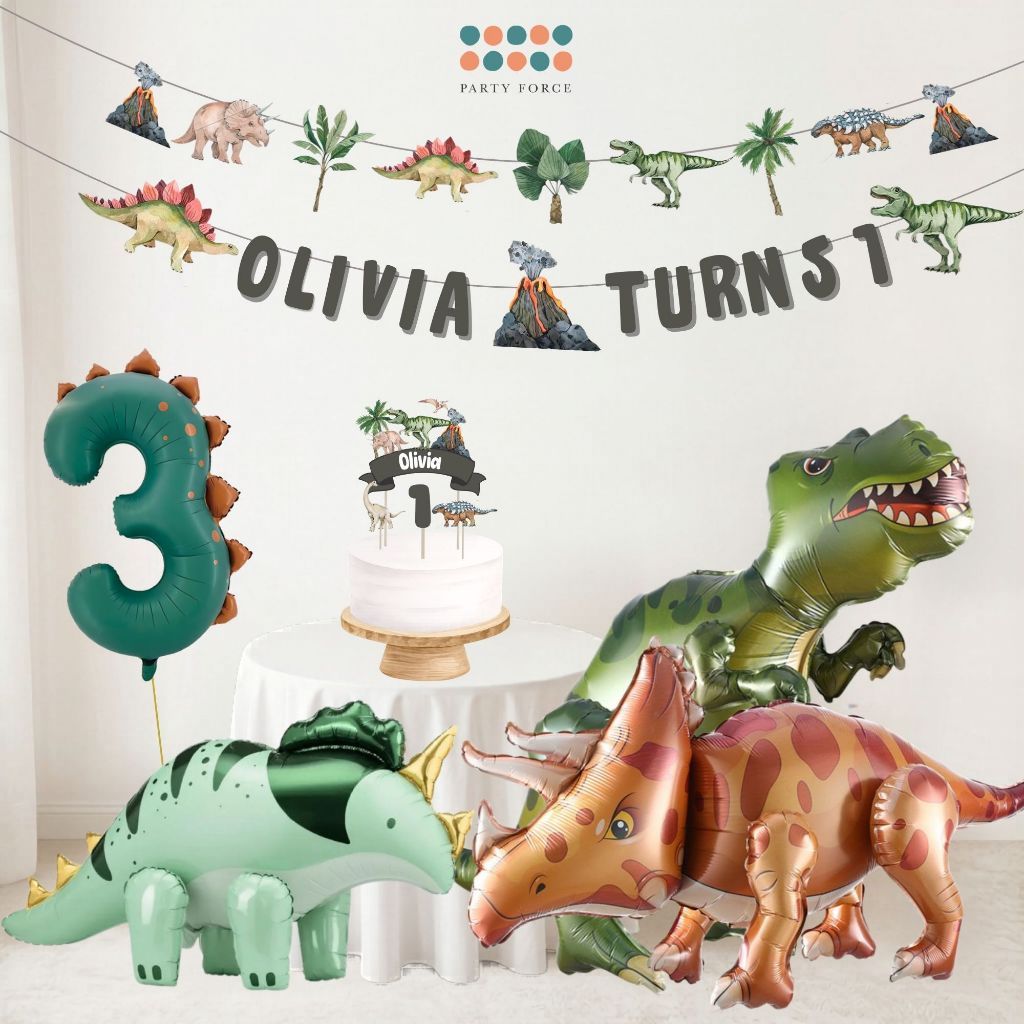 Personalised Dinosaur Theme Birthday Balloon Party Balloon Banner Decoration