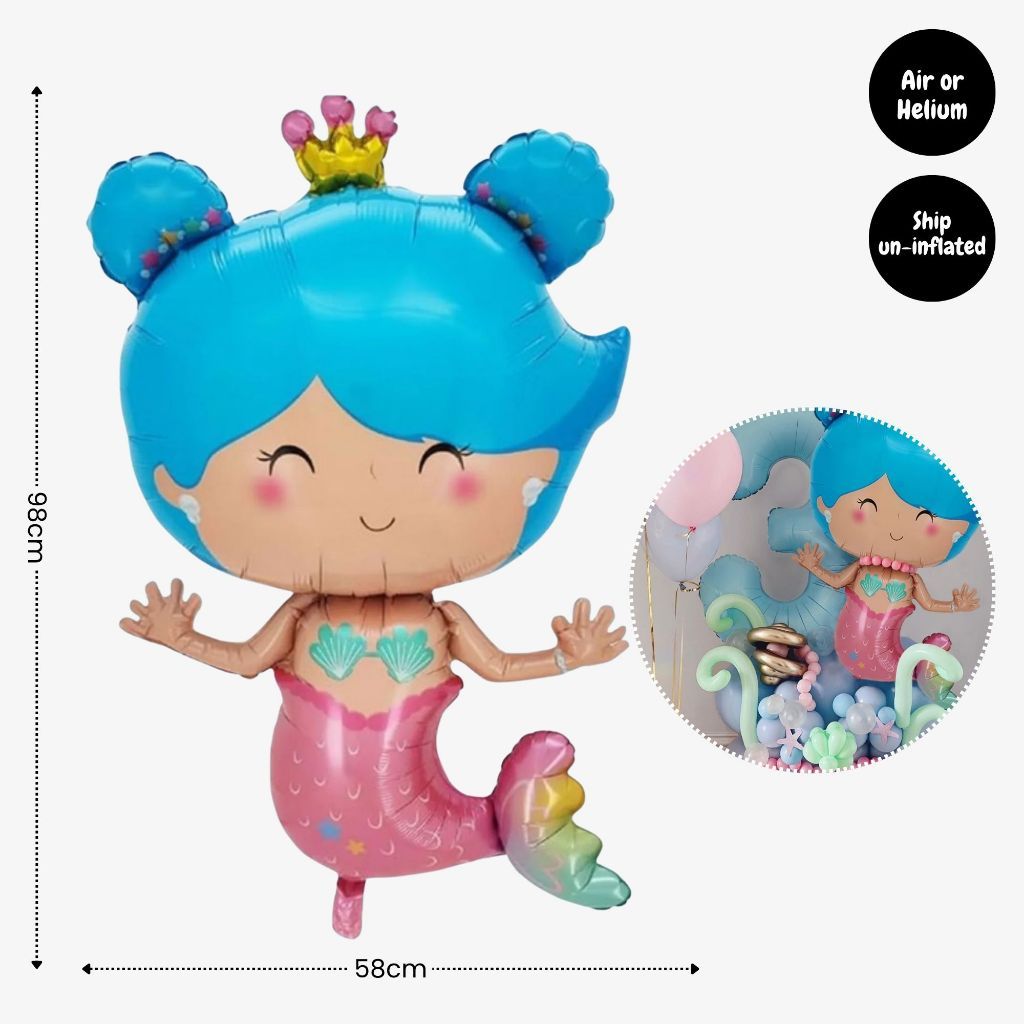 [SG Instock] - Personalised Mermaid Theme Birthday Party Balloon Banner Decoration