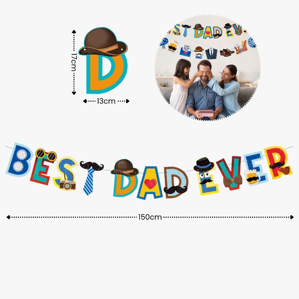 [SG Instock] Fathers Day Banner Balloon Decoration Father's Day Cake Topper Best Dad Ever Happy Father Day Gift
