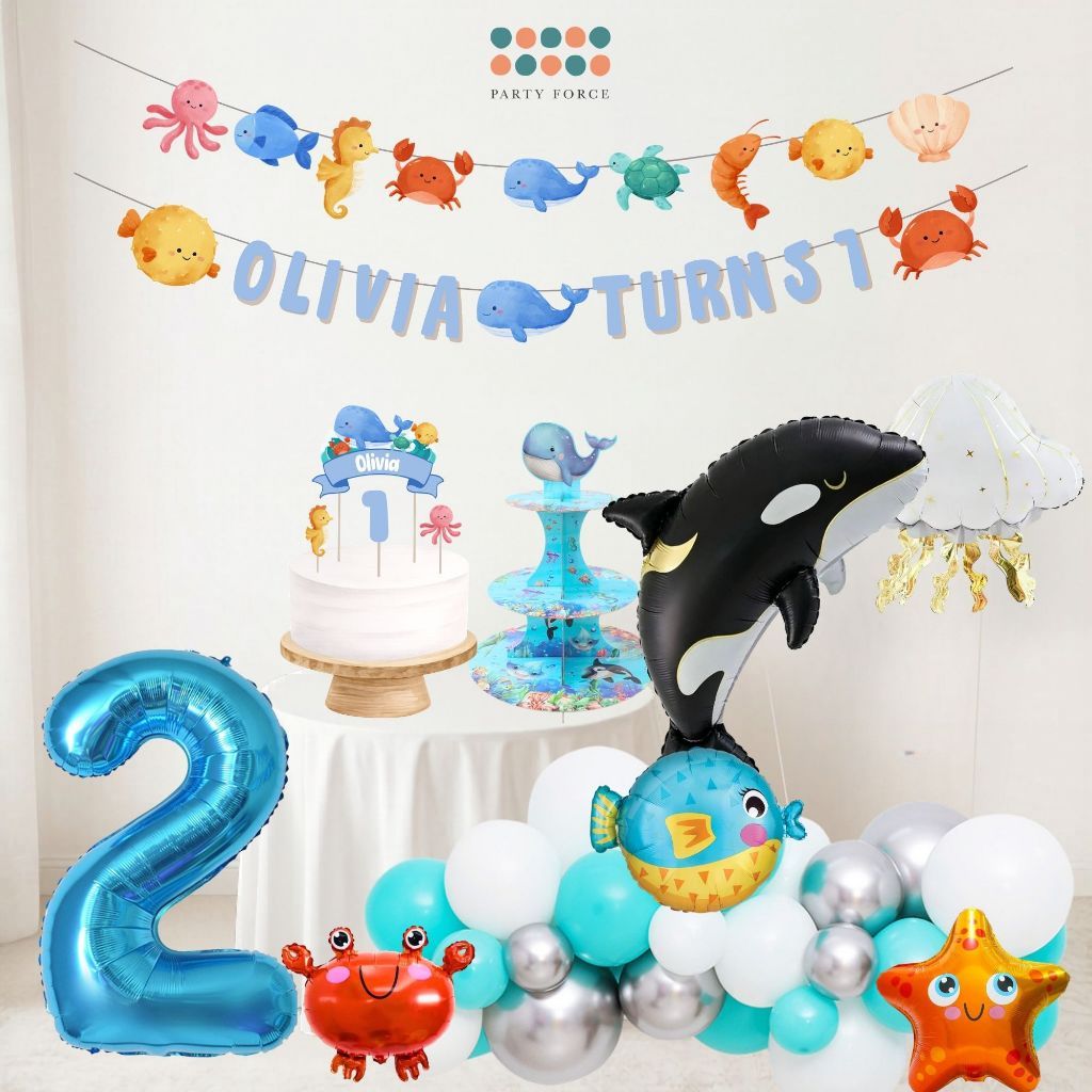 Personalised Under the Sea Animal Theme Birthday Party Decoration