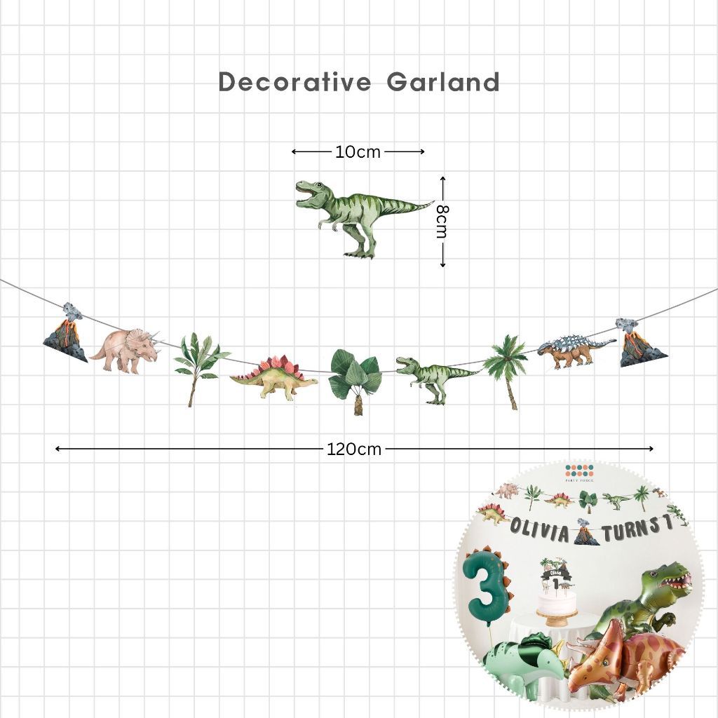 Personalised Dinosaur Theme Birthday Balloon Party Balloon Banner Decoration