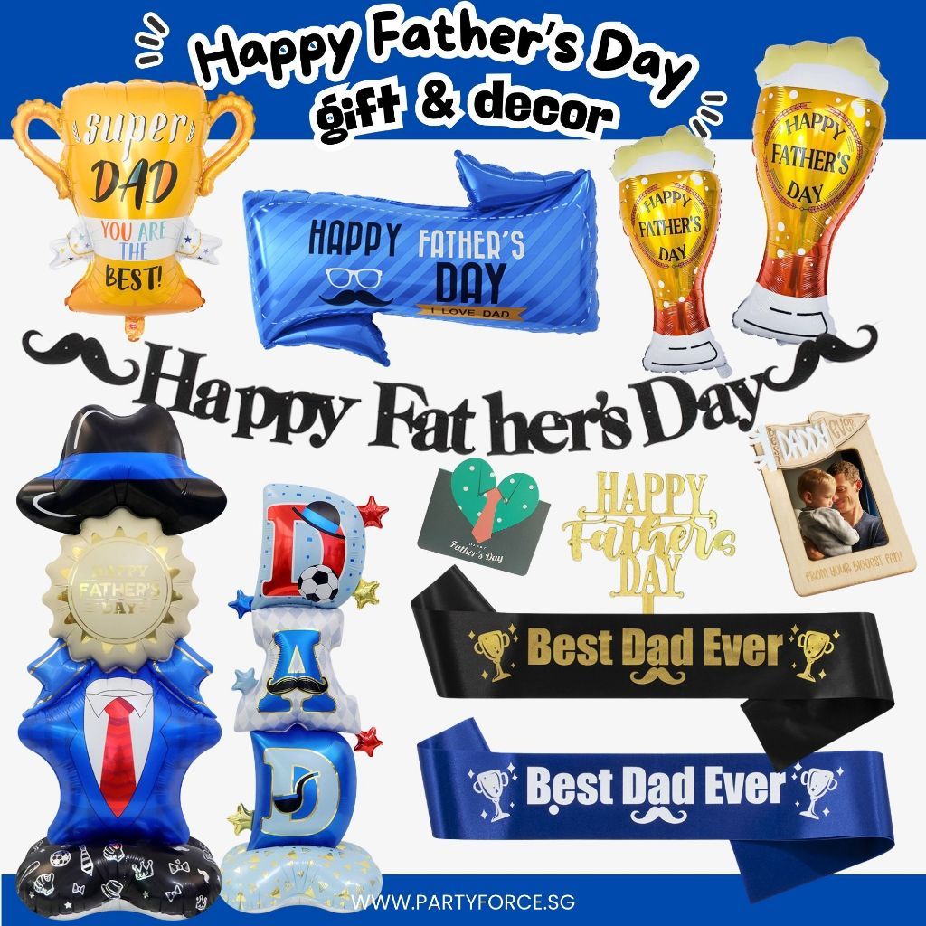 [SG Instock] Fathers Day Banner Balloon Decoration Father's Day Cake Topper Best Dad Ever Happy Father Day Gift
