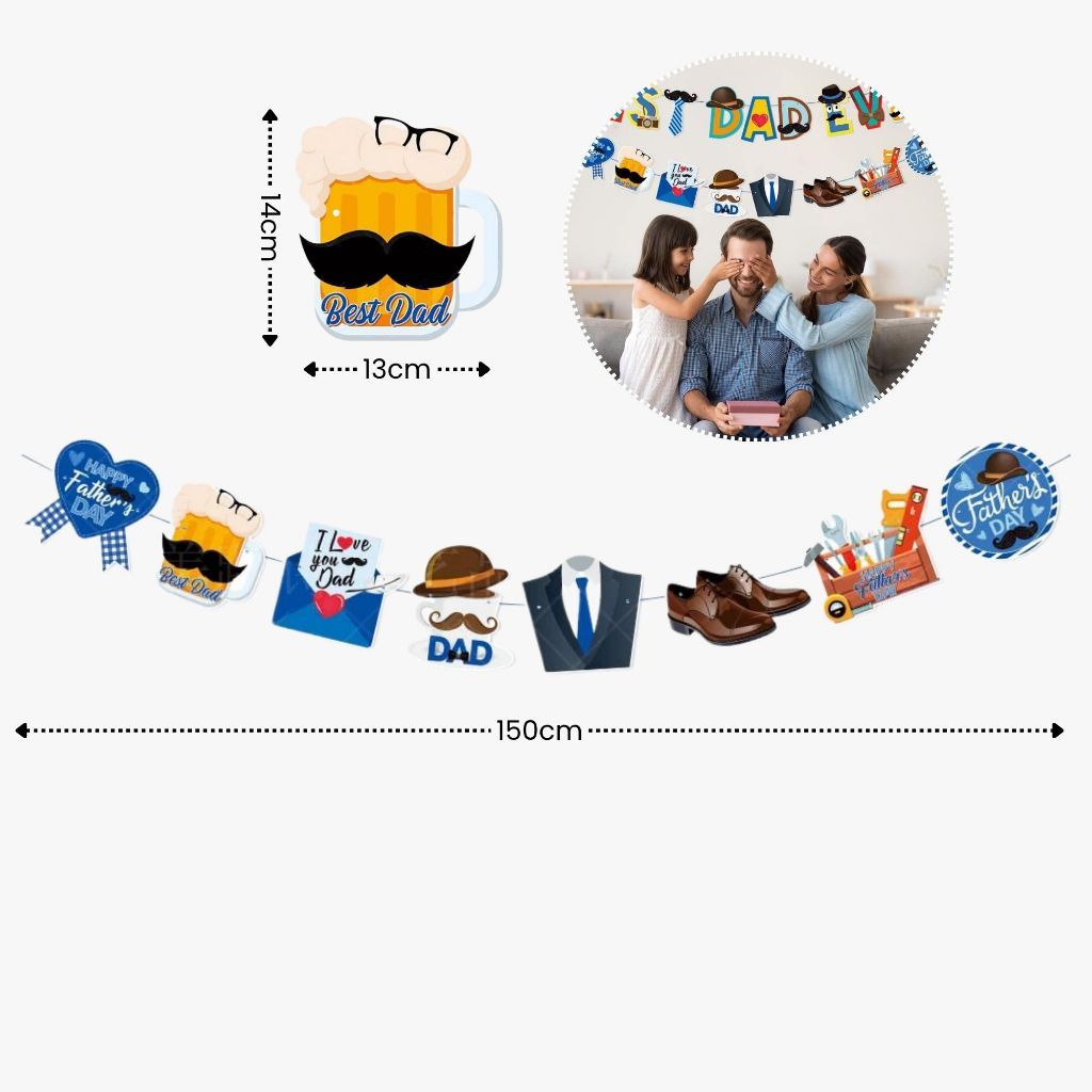 [SG Instock] Fathers Day Banner Balloon Decoration Father's Day Cake Topper Best Dad Ever Happy Father Day Gift