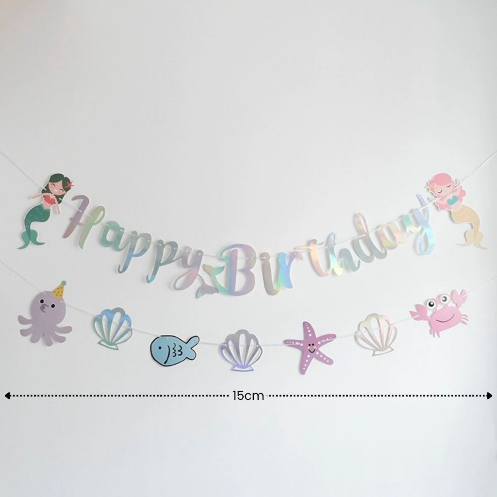 [SG Instock] - Personalised Mermaid Theme Birthday Party Balloon Banner Decoration