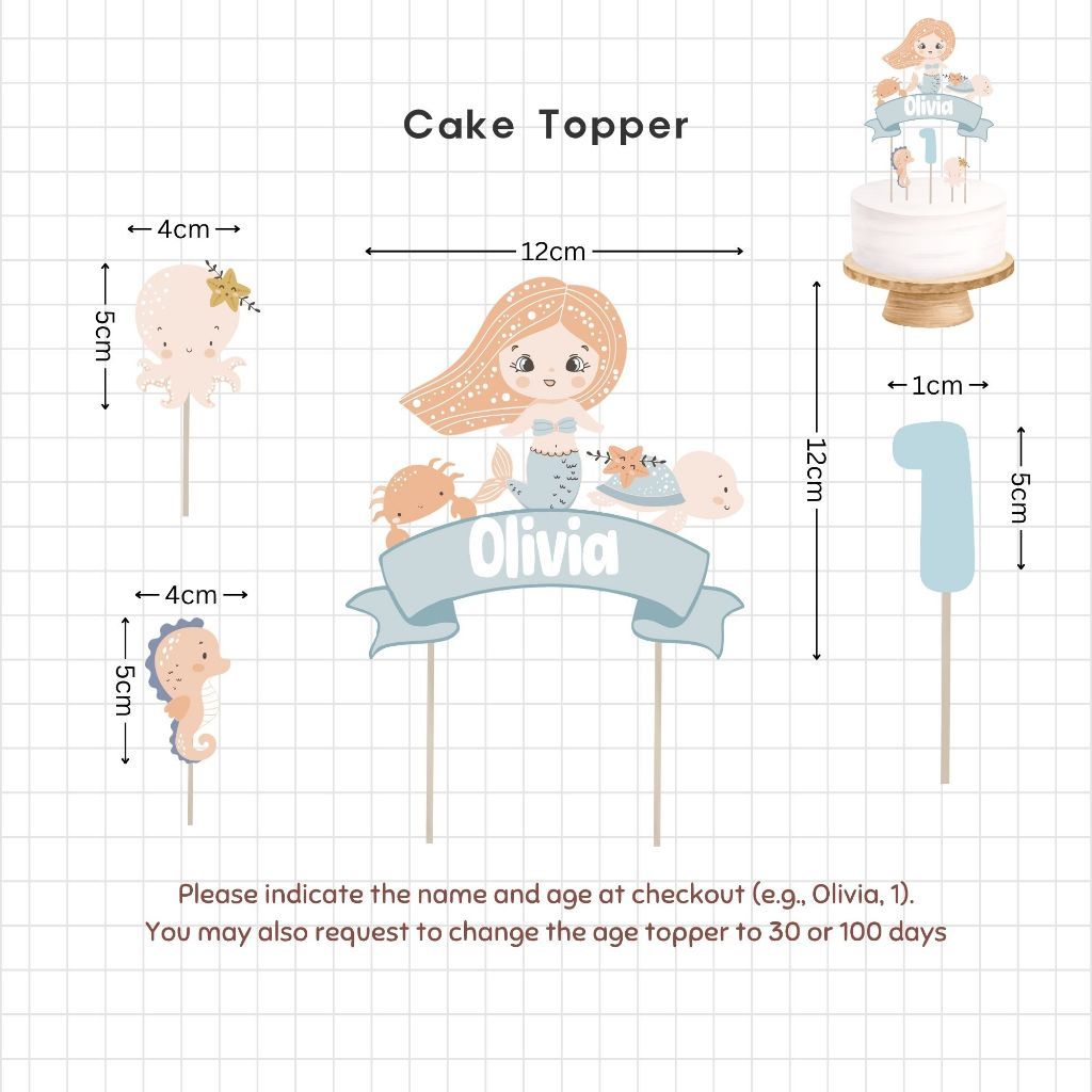 [SG Instock] - Personalised Mermaid Theme Birthday Party Balloon Banner Decoration