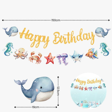 Personalised Under the Sea Animal Theme Birthday Party Decoration