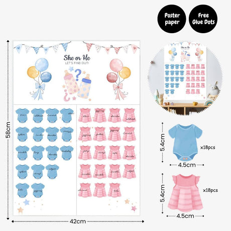 Gender Reveal Party Essentials Balloon Decoration Boy or Girl Banner Confetti Popper