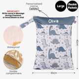 Personalised Wet Bag Waterproof Baby Diaper Bag Childcare Wash Bag Custom name