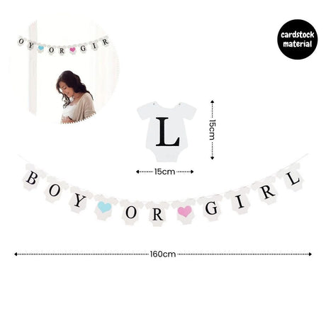 Gender Reveal Party Essentials Balloon Decoration Boy or Girl Banner Confetti Popper