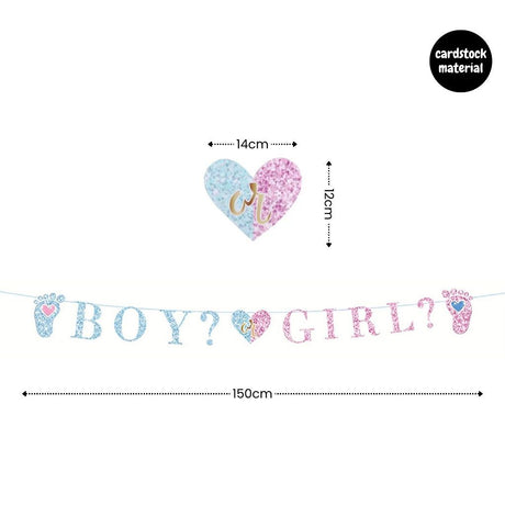 Gender Reveal Party Essentials Balloon Decoration Boy or Girl Banner Confetti Popper