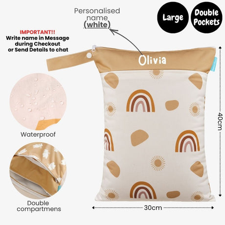 Personalised Wet Bag Waterproof Baby Diaper Bag Childcare Wash Bag Custom name