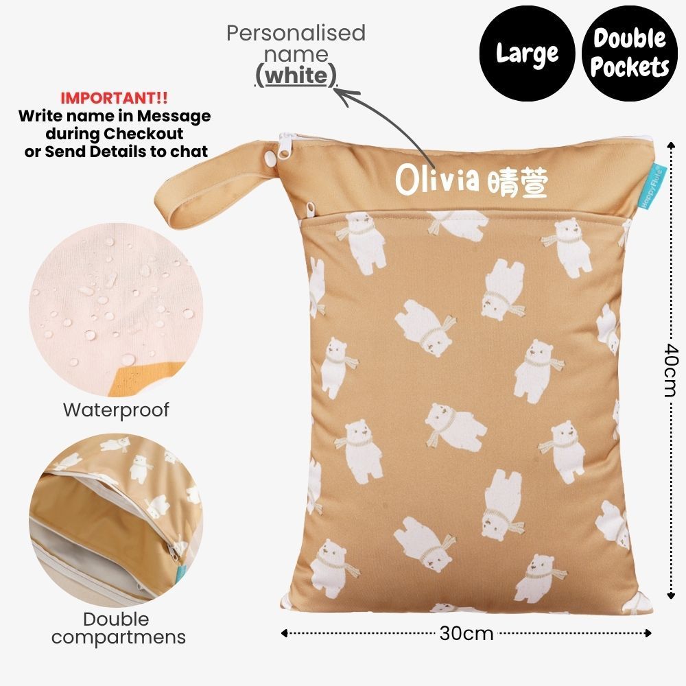 Personalised Wet Bag Waterproof Baby Diaper Bag Childcare Wash Bag Custom name