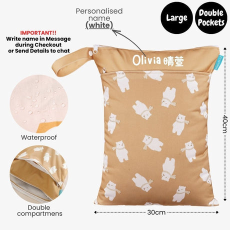 Personalised Wet Bag Waterproof Baby Diaper Bag Childcare Wash Bag Custom name