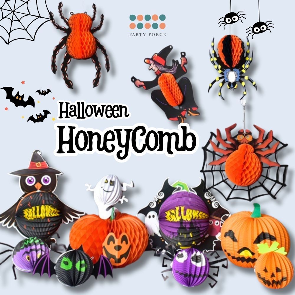 [SG Seller] Halloween Decoration Honeycomb party fan spider web for Halloween Party Decoration