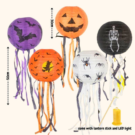 [SG Seller] - Halloween Paper Decorative lantern party fan Latex Balloons