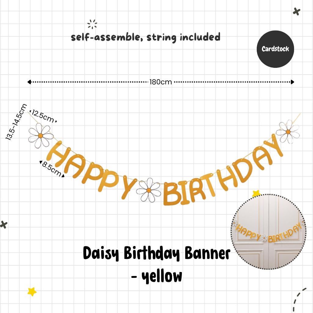 Daisy Theme Banner Balloon Party Decoration for Birthday Party