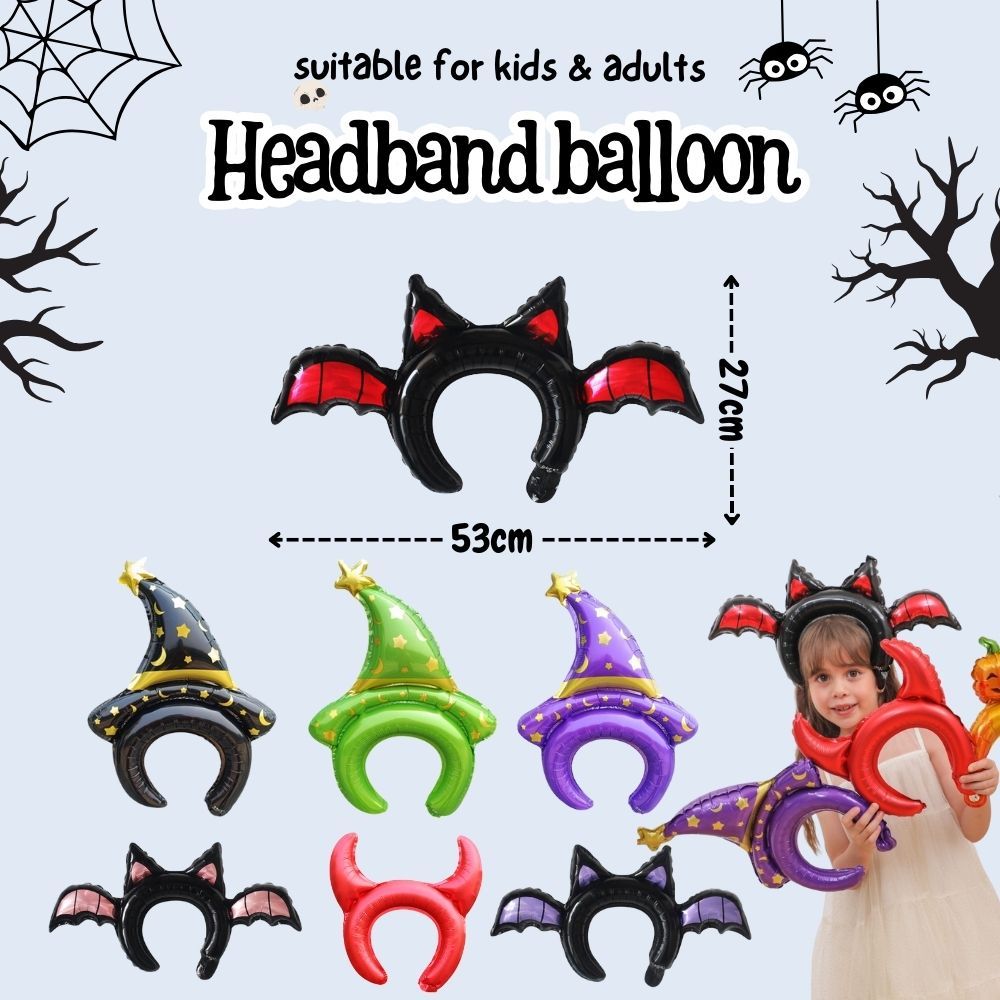 [SG Instock] Halloween Handheld Balloon Headband Dress Up Prop Foil Balloon Gift Party Decoration
