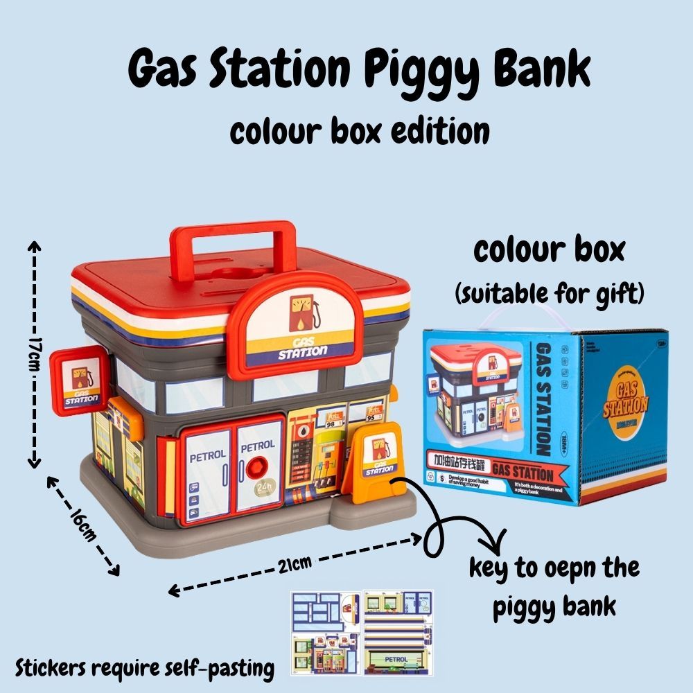 Creative Gift Kids Piggy Bank Gas Station Cafe Piggy Bank for Notes and coins