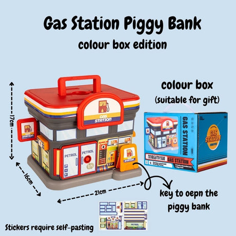 Creative Gift Kids Piggy Bank Gas Station Cafe Piggy Bank for Notes and coins