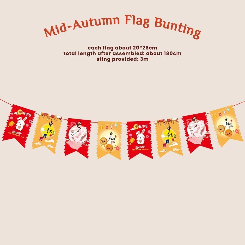 Mid autumn Festival Banner Garland Lantern Riddles Hanging Decoration