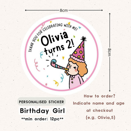 Personalised Gift Tag Custom Sticker for Birthday Party Favor Goodie Bag Corporate Gift