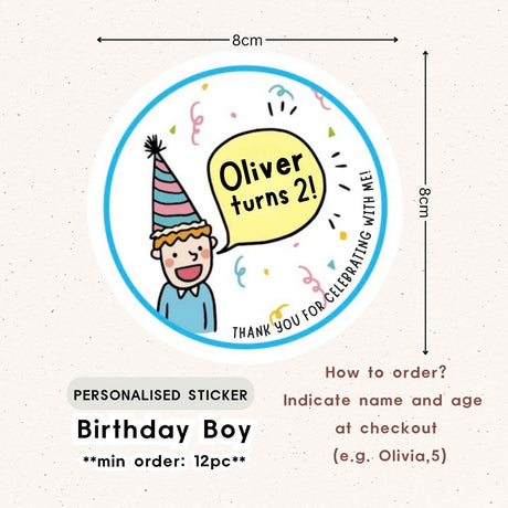 Personalised Gift Tag Custom Sticker for Birthday Party Favor Goodie Bag Corporate Gift