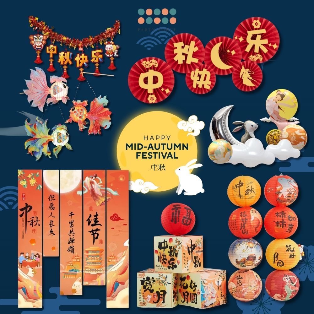 [SG Seller] All Mid autumn festival Lantern decoration banner garland wall decor backdrop photo prop lantern
