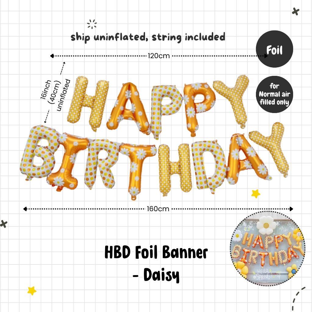 Daisy Theme Banner Balloon Party Decoration for Birthday Party