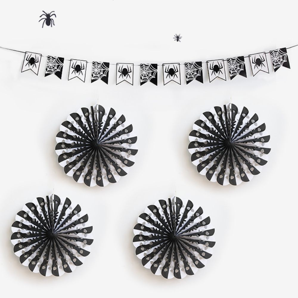 [SG Seller] - Halloween Paper Decorative lantern party fan Latex Balloons