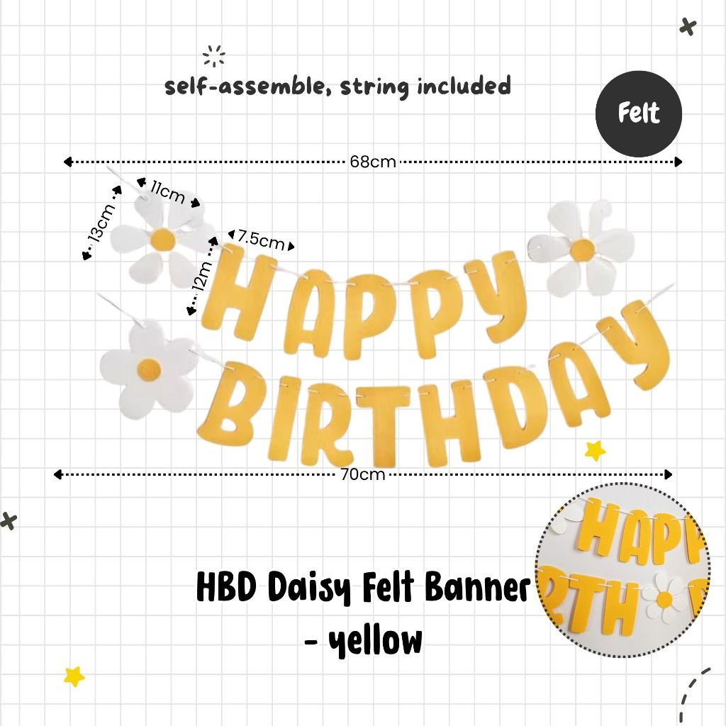 Daisy Theme Banner Balloon Party Decoration for Birthday Party