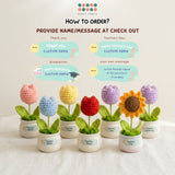 Personalised Crochet Sunflower Pot Teachers Day Gift Thank You Teacher Gift Bag Graduation Flowers