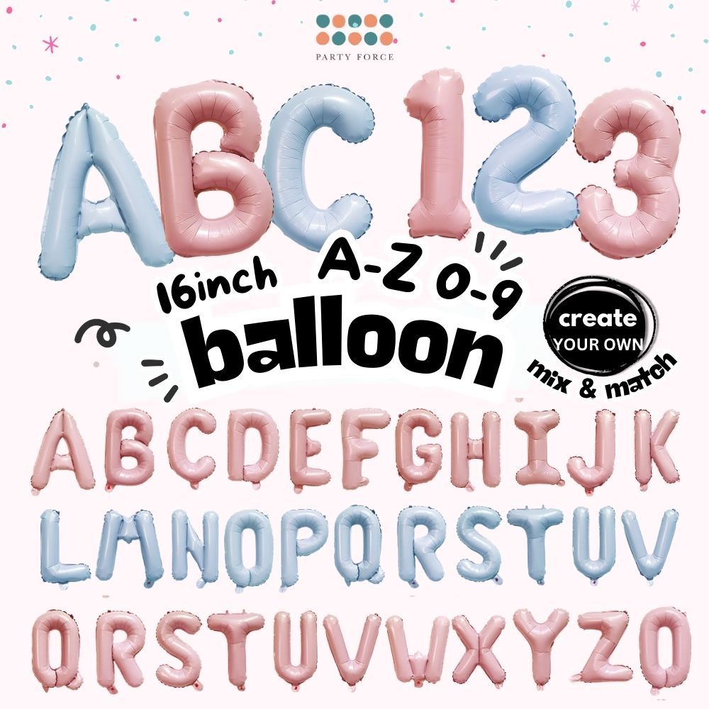 16 inch Baby Blue Baby Pink Number Letter Balloon