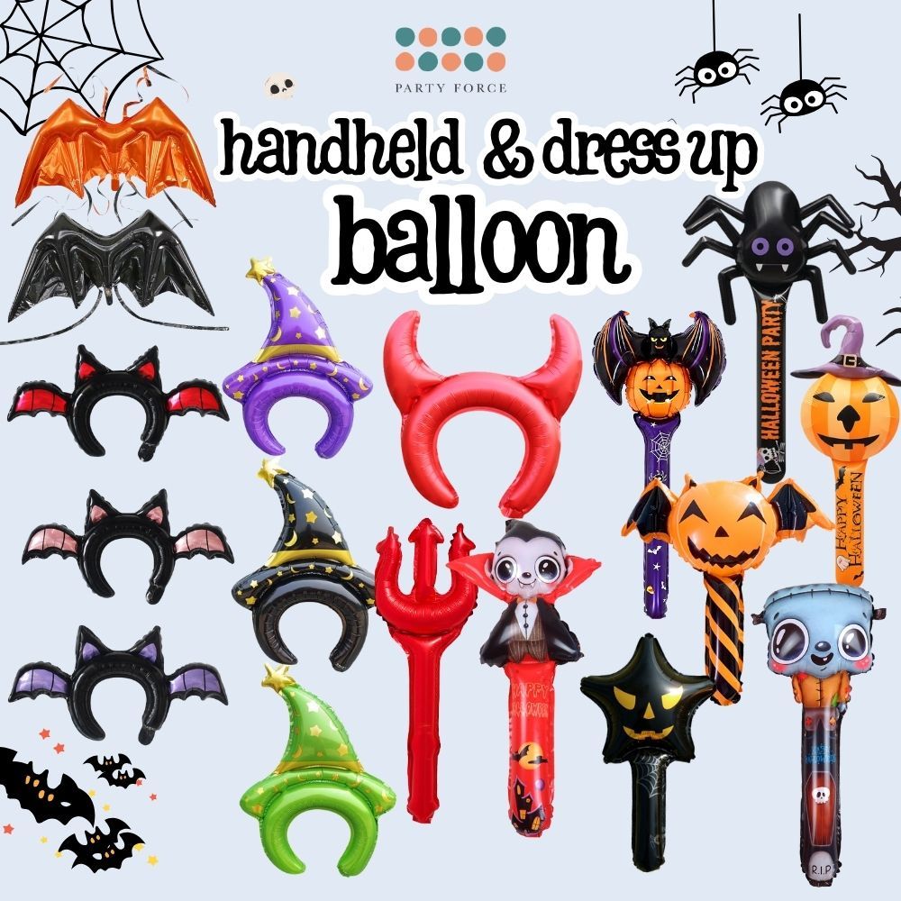 [SG Instock] Halloween Handheld Balloon Headband Dress Up Prop Foil Balloon Gift Party Decoration