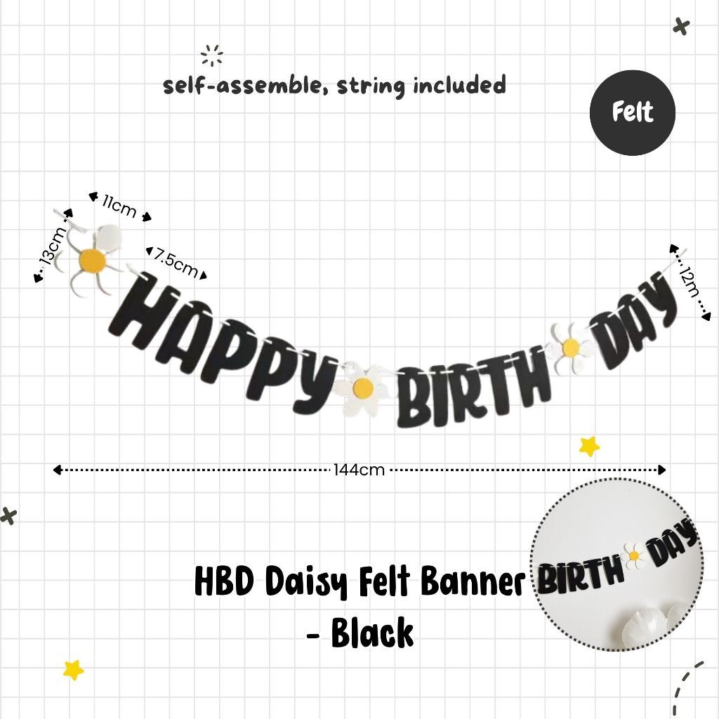 Daisy Theme Banner Balloon Party Decoration for Birthday Party