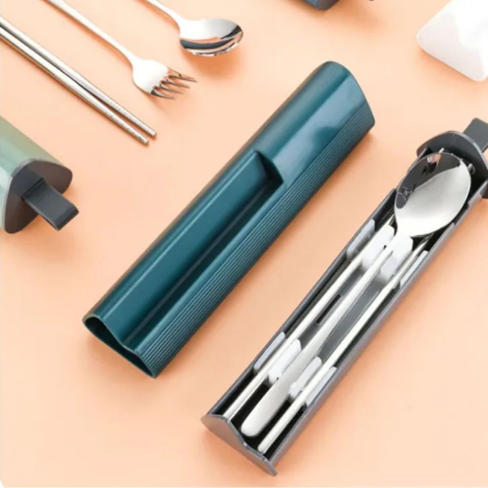 Customised Cutlery set Stainless Steel Portable Cutlery Set Wheat Straw Cutlery