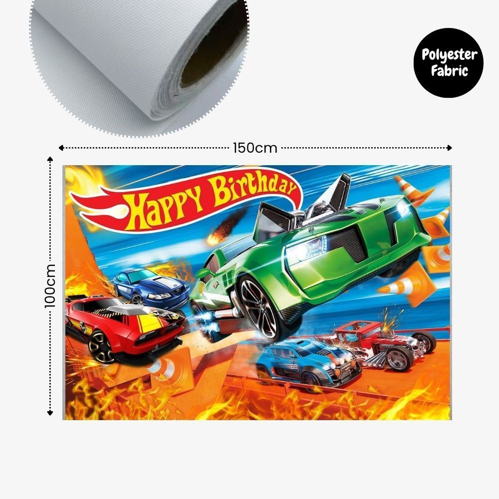 Personalised Hot Wheels Racing Theme Birthday Party Balloon Banner Decoration