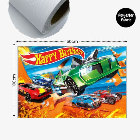 Personalised Hot Wheels Racing Theme Birthday Party Balloon Banner Decoration