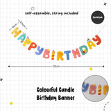 Rainbow Colour Theme Birthday Banner Balloon Candle Party Decoration