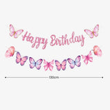 Personalised Butterfly Theme Birthday Party Balloon Banner Decoration