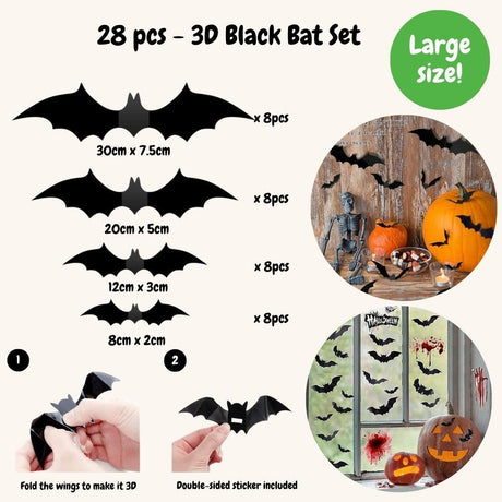 Halloween 3D Bat & Spider Wall Stickers