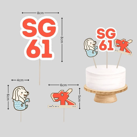SG61 Decoration Singapore National day Go Beyond Decoration Banner Cheering Balloon Cake Topper