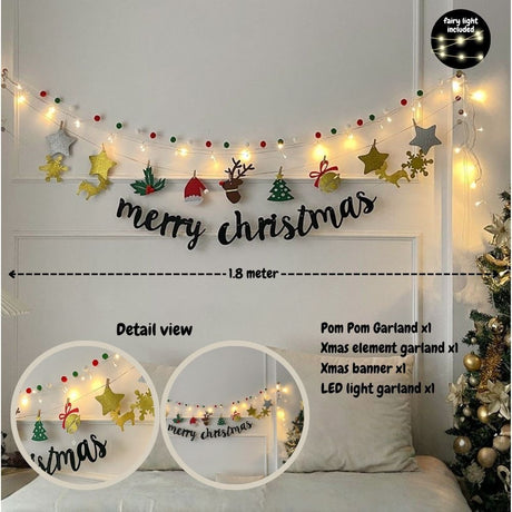Christmas Banner Garland Decoration Christmas fairy Light