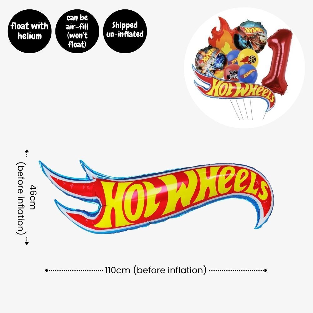 Personalised Hot Wheels Racing Theme Birthday Party Balloon Banner Decoration