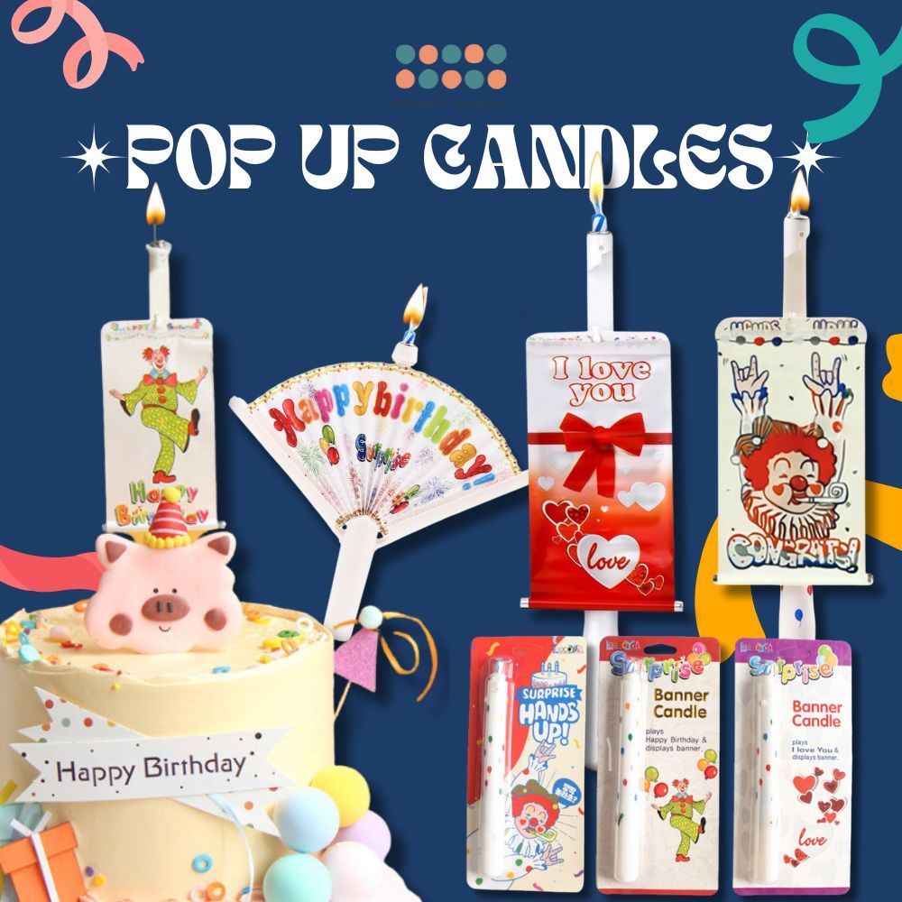 [SG Seller] -  Surprise Pop Up Banner Candle for birthday cake decoration