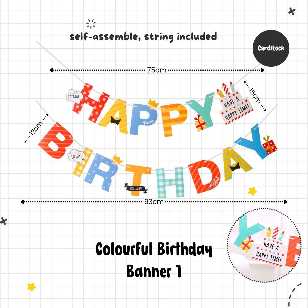 Rainbow Colour Theme Birthday Banner Balloon Candle Party Decoration