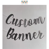 [SG Instock[ Customised Cursive Banner Glitter Black Script Font Custom Banner Happy Birthday Banner