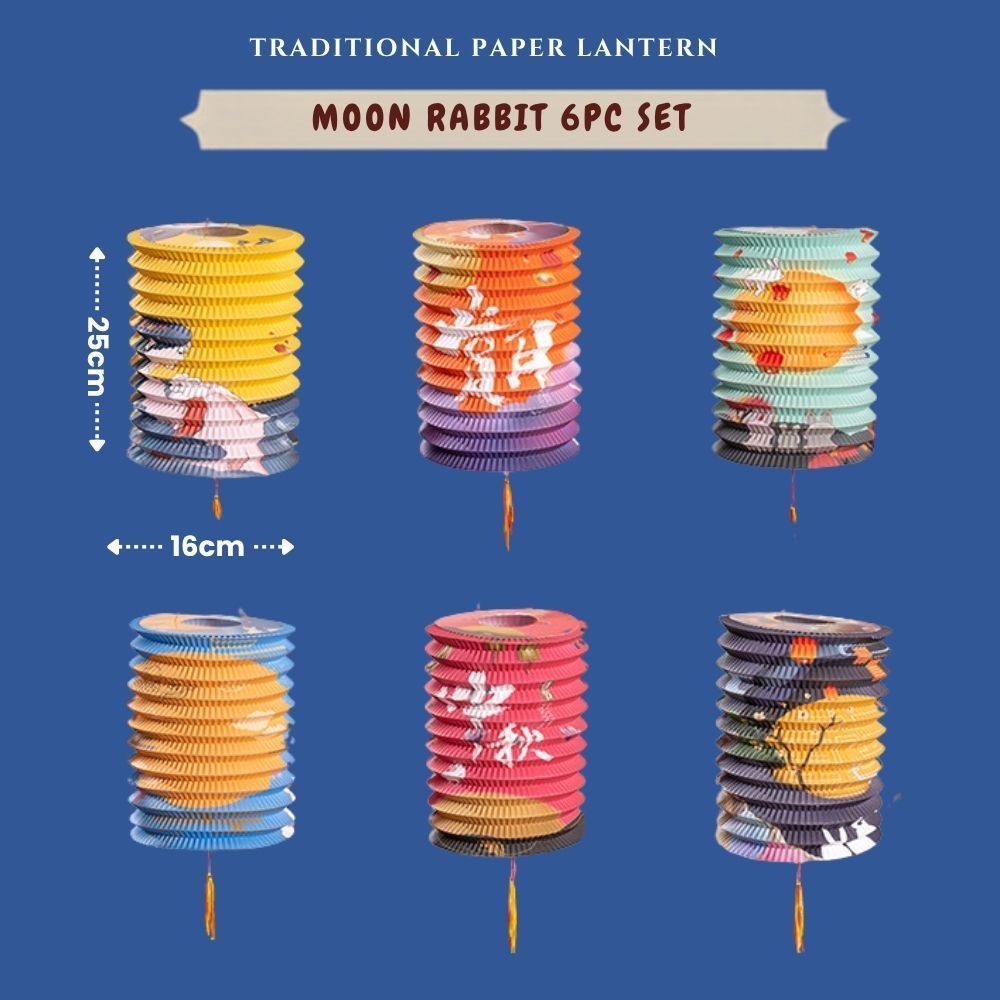 Mid Autumn 6pcs Set Traditional paper lantern candle lantern